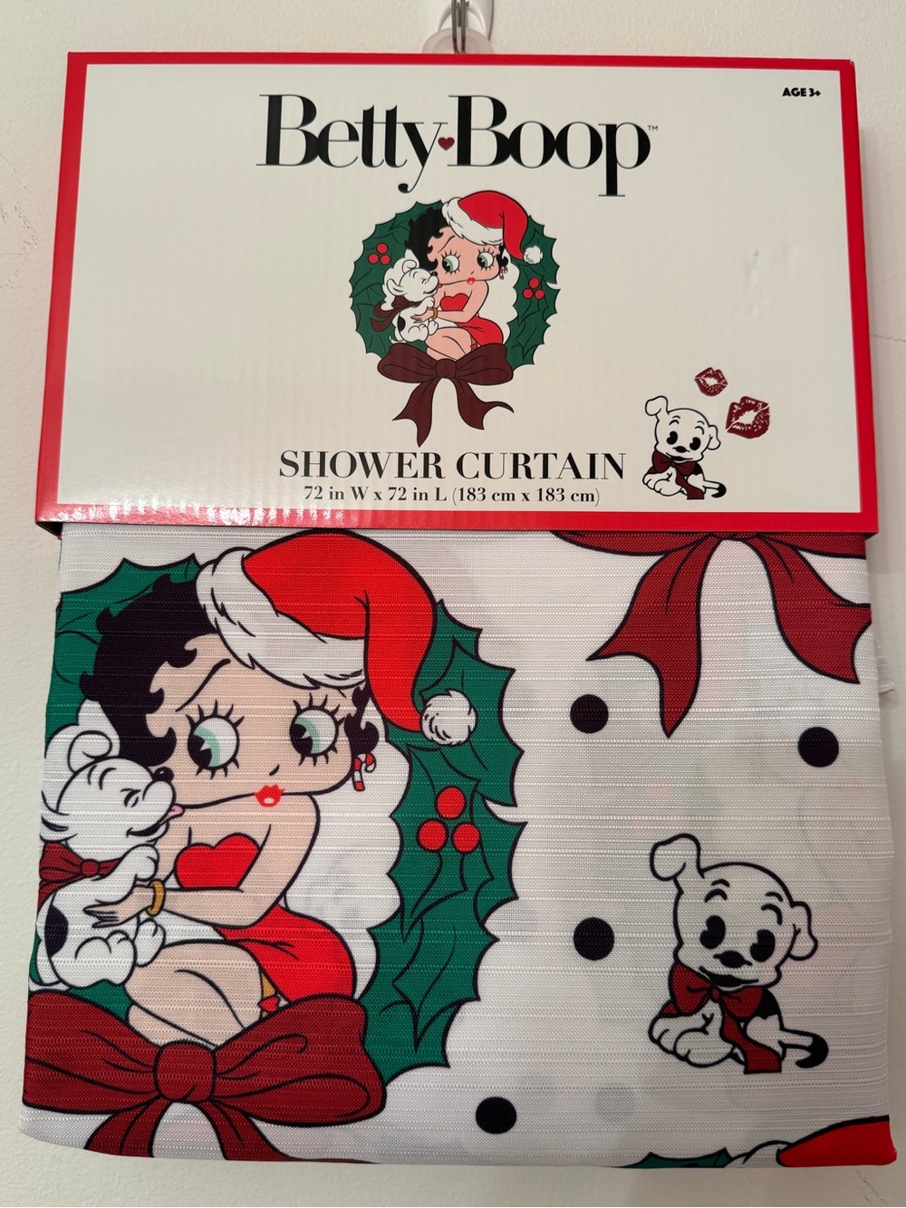 Betty Boop Christmas Fabric Shower Curtain